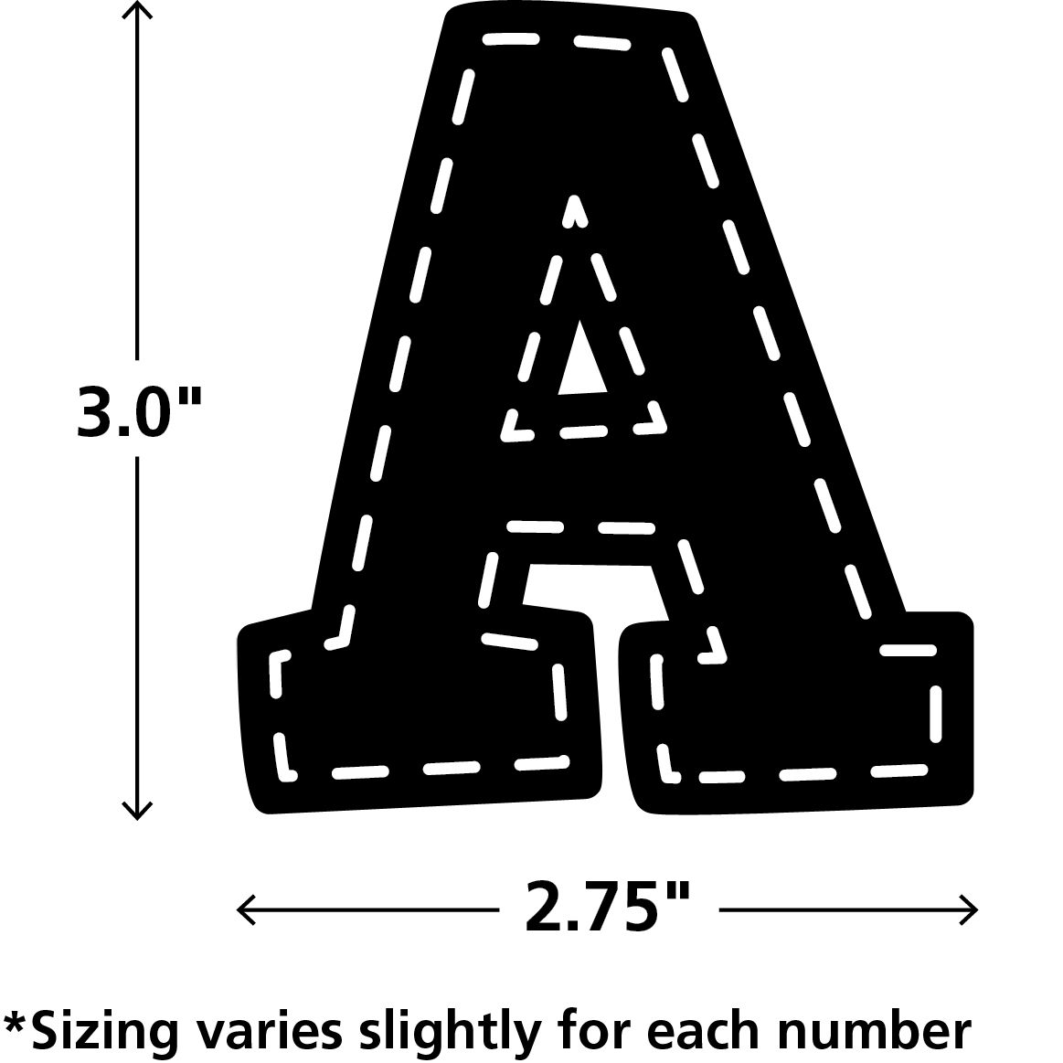 Black Stitch Bold Block 3" Magnetic Letters