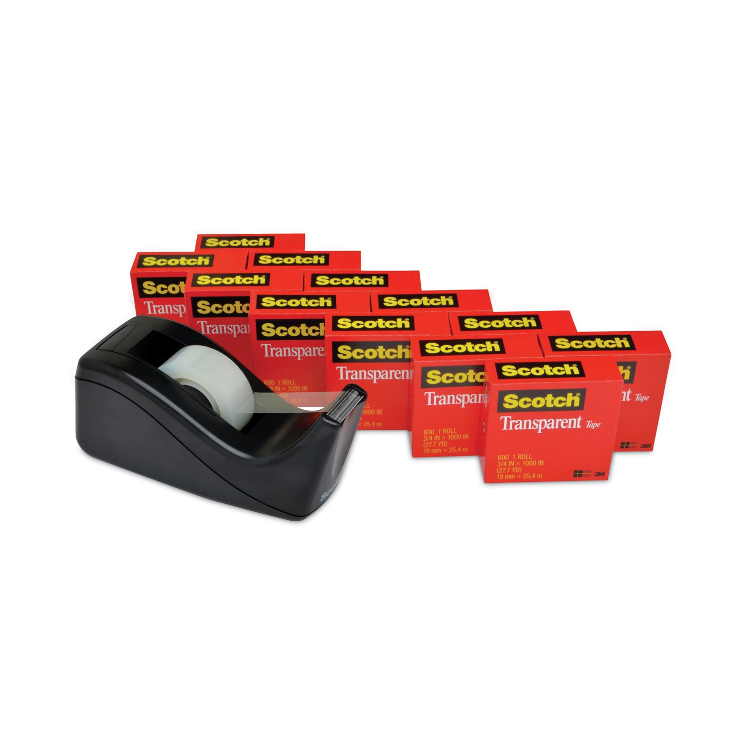 27.78 yd Length x 0.75" Width - 1" Core - Clear - Dispenser Included - Desktop Dispenser - Moisture Resistant, Stain Resistant, Long Lasting - For Multipurpose, Label Protection, Wrapping, Mending - 12 / Pack