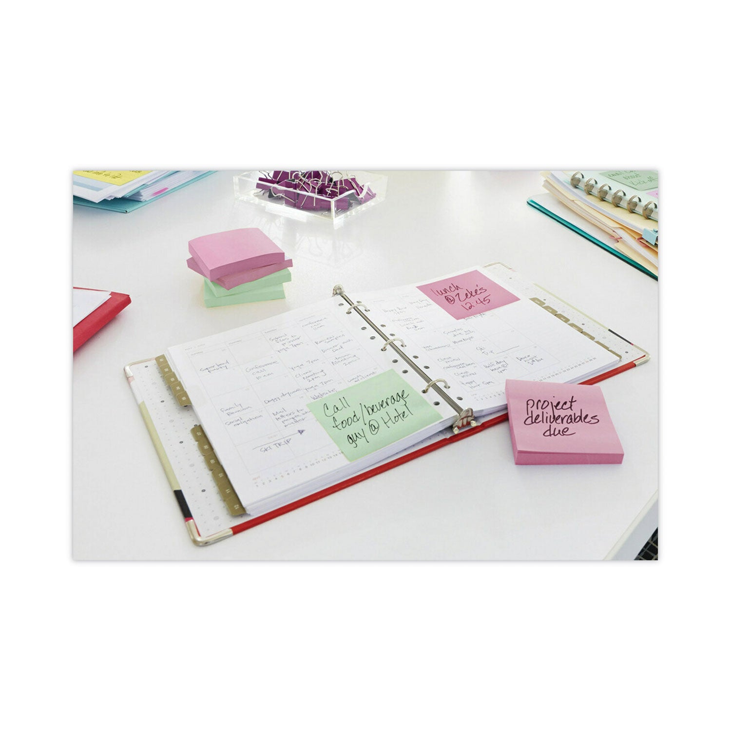 Post-it Notes Beachside Café Color Collection, 3" x 3", Square, 100 Sheets per Pad, 12 Pads/Pack, Fresh Mint, Aqua Splash, Sunnyside, Papaya Fizz, Guava, Self-adhesive, Repositionable