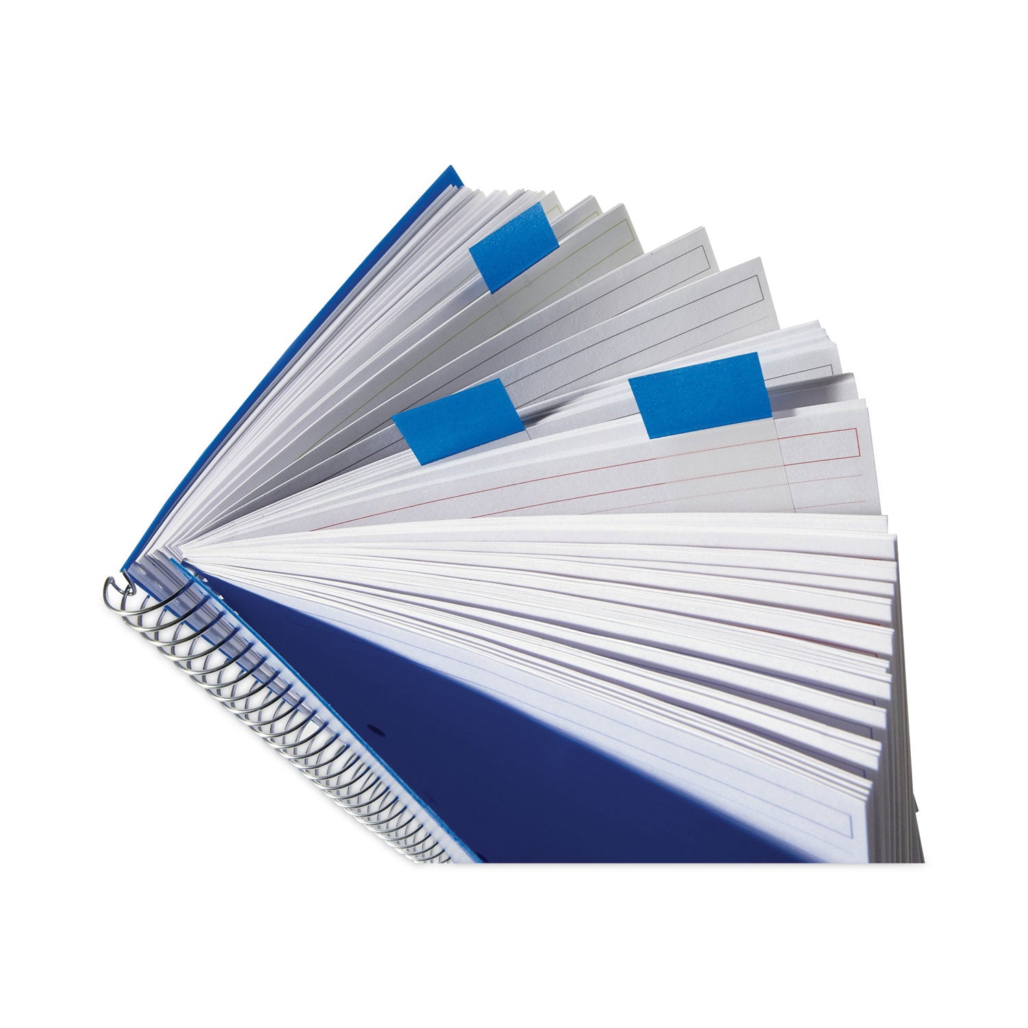 600 x Blue - 1" Flag/Note Width x 1 3/4" Flag/Note Length - Rectangle - Unruled - Blue - Removable, Repositionable, Reusable - Dispenser Included - 50/Dispenser Box - 12 / Box