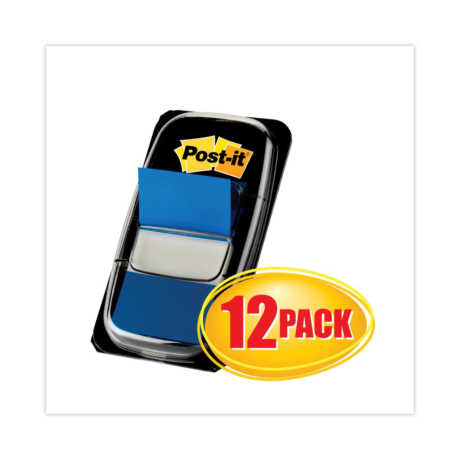 600 x Blue - 1" Flag/Note Width x 1 3/4" Flag/Note Length - Rectangle - Unruled - Blue - Removable, Repositionable, Reusable - Dispenser Included - 50/Dispenser Box - 12 / Box
