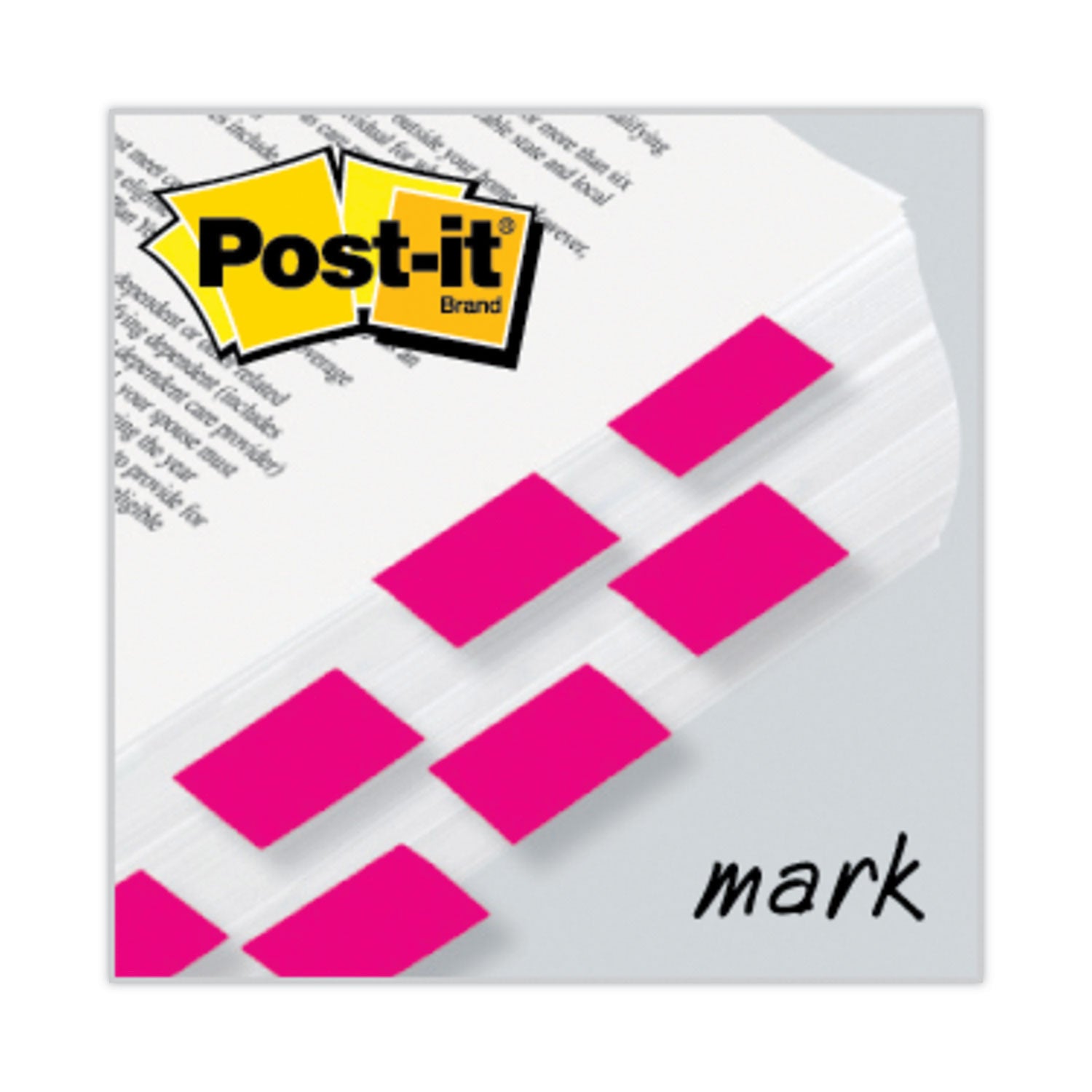 Post-it&reg; Flags - 100 x Bright Pink - 1" Flag/Note Width x 1 3/4" Flag/Note Length - Rectangle - Unruled - Pink - Removable, Self-adhesive - Dispenser Included - 1 Pack