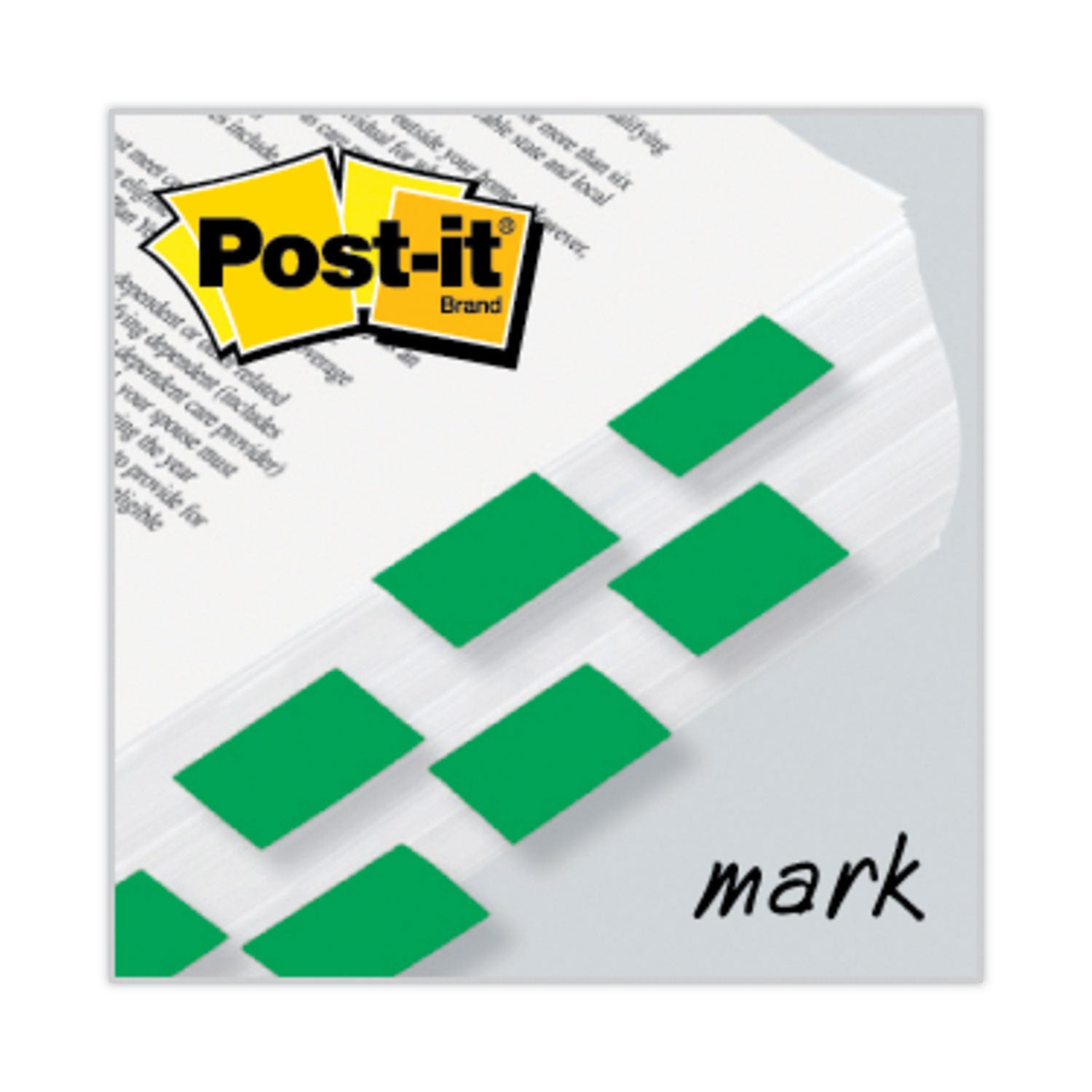 Post-it&reg; Flags - 100 x Green - 1" Flag/Note Width x 1 3/4" Flag/Note Length - Rectangle - Unruled - Green - Removable - Dispenser Included - 1 Pack