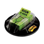 Post-it&reg; Message Flags - 200 x Bright Green - 1" Flag/Note Width x 1 3/4" Flag/Note Length - Arrow, Rectangle - Unruled - Sign & Date - Green - Removable, Self-adhesive - Dispenser Included - 1 Pack