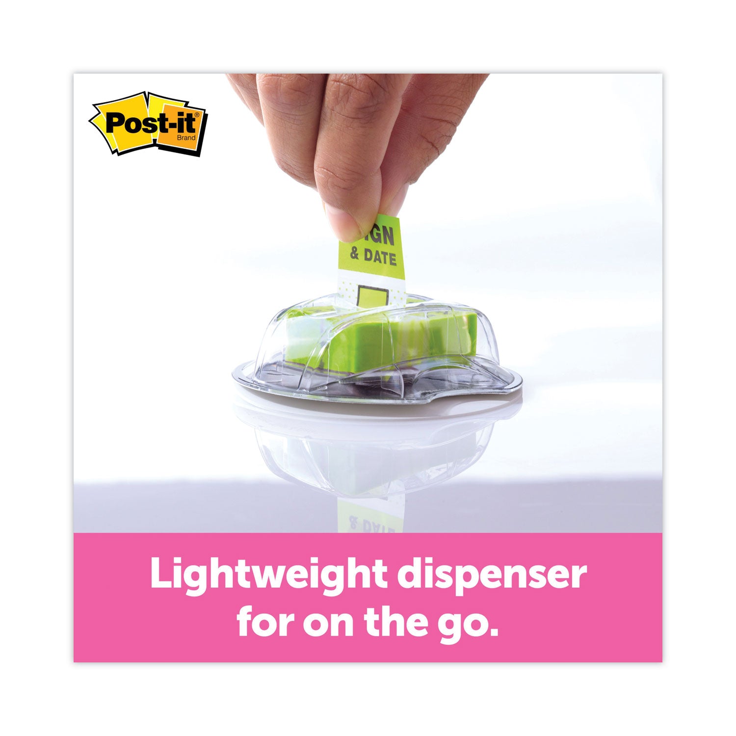 Post-it&reg; Message Flags - 200 x Bright Green - 1" Flag/Note Width x 1 3/4" Flag/Note Length - Arrow, Rectangle - Unruled - Sign & Date - Green - Removable, Self-adhesive - Dispenser Included - 1 Pack