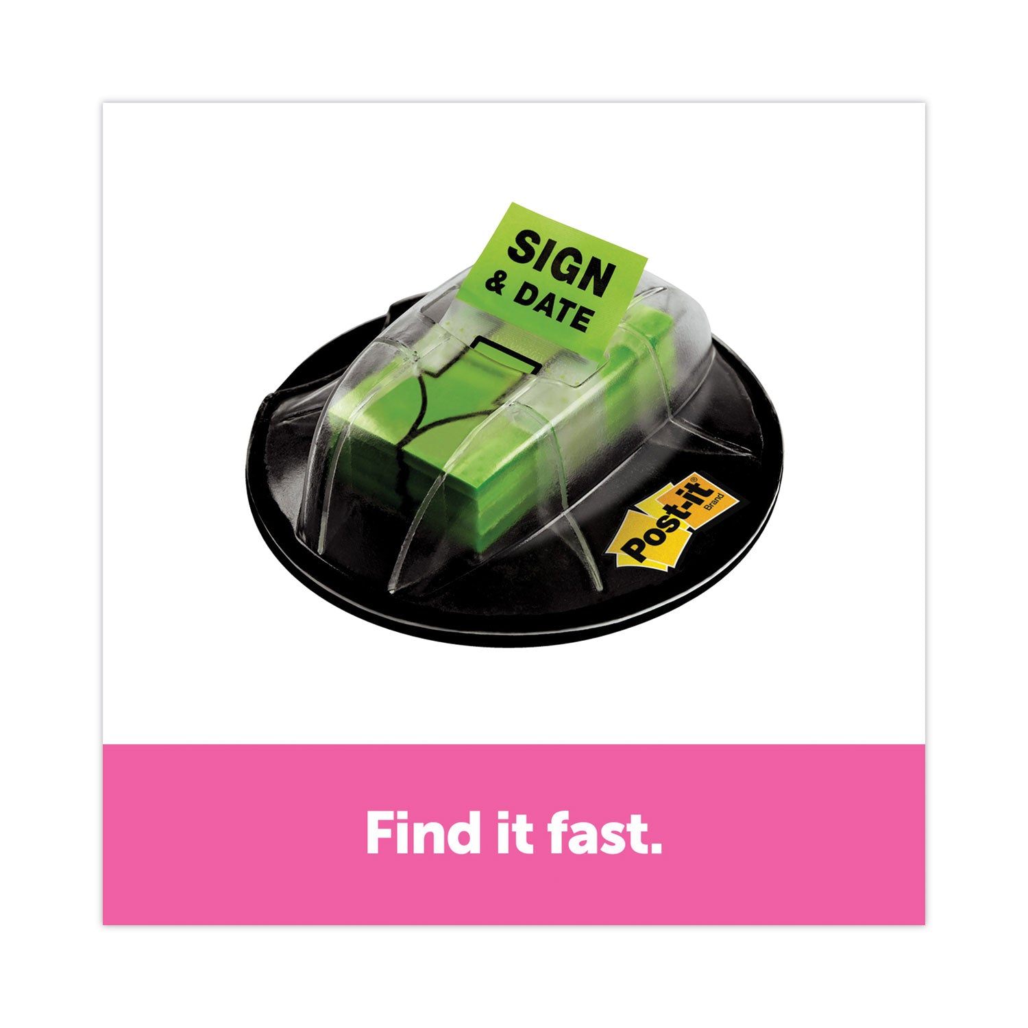 Post-it&reg; Message Flags - 200 x Bright Green - 1" Flag/Note Width x 1 3/4" Flag/Note Length - Arrow, Rectangle - Unruled - Sign & Date - Green - Removable, Self-adhesive - Dispenser Included - 1 Pack