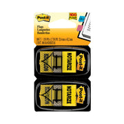 Post-it&reg; Message Flags - 100 - 1" Flag/Note Width x 1 3/4" Flag/Note Length - Arrow, Rectangle - Unruled - Notarize - Yellow - Removable, Self-adhesive - Dispenser Included - 1 Pack