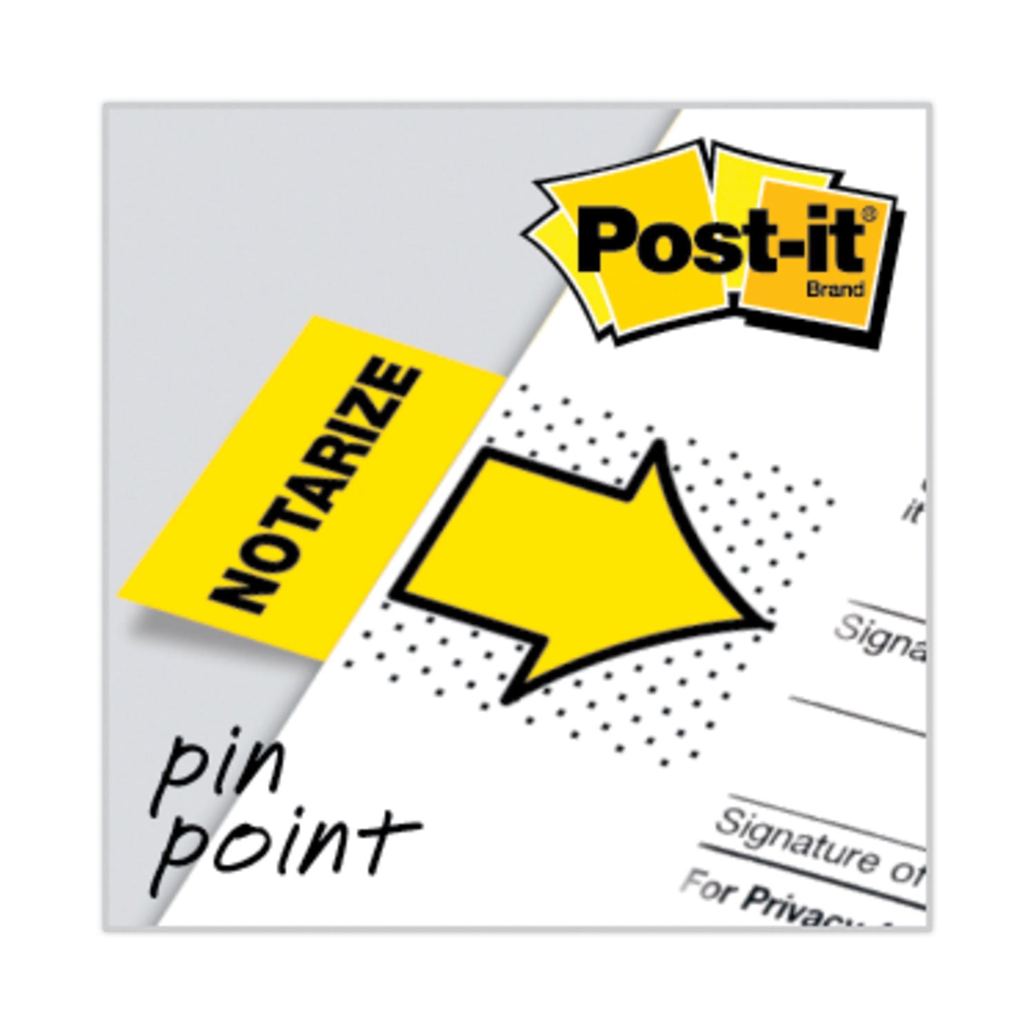 Post-it&reg; Message Flags - 100 - 1" Flag/Note Width x 1 3/4" Flag/Note Length - Arrow, Rectangle - Unruled - Notarize - Yellow - Removable, Self-adhesive - Dispenser Included - 1 Pack