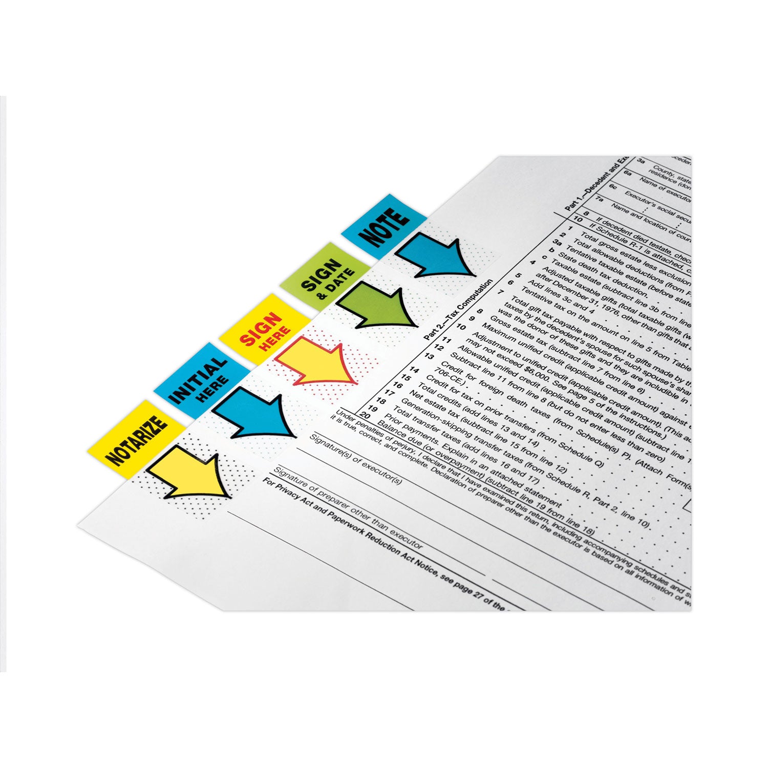 Post-it&reg; Message Flags - 100 - 1" Flag/Note Width x 1 3/4" Flag/Note Length - Arrow, Rectangle - Unruled - Notarize - Yellow - Removable, Self-adhesive - Dispenser Included - 1 Pack
