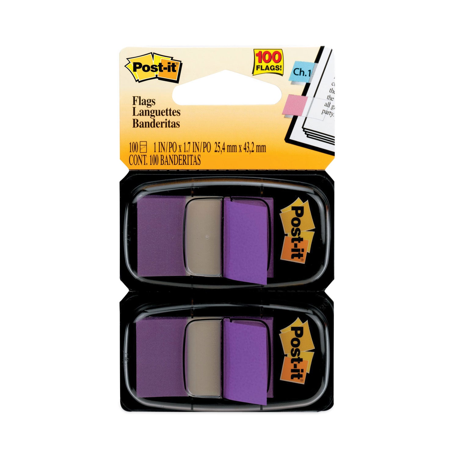 Standard Page Flags in Dispenser, Purple, 50 Flags/Dispenser