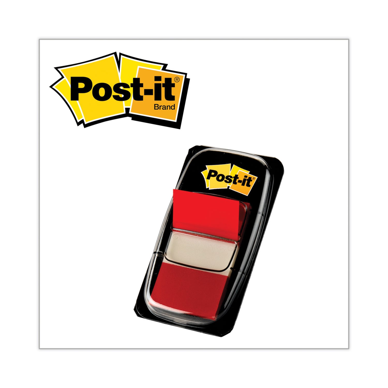 600 x Red - 1" Flag/Note Width x 1 3/4" Flag/Note Length - Rectangle - Unruled - Red - Removable, Writable - Dispenser Included - 50/Dispenser Box - 12 / Box