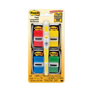 Post-it&reg; Flags Value Pack - 200 - 1" Flag/Note Width x 1 3/4" Flag/Note Length - Rectangle - Unruled - Red, Green, Yellow, Blue, Assorted - Self-adhesive, Removable - Dispenser Included - 1 Pack