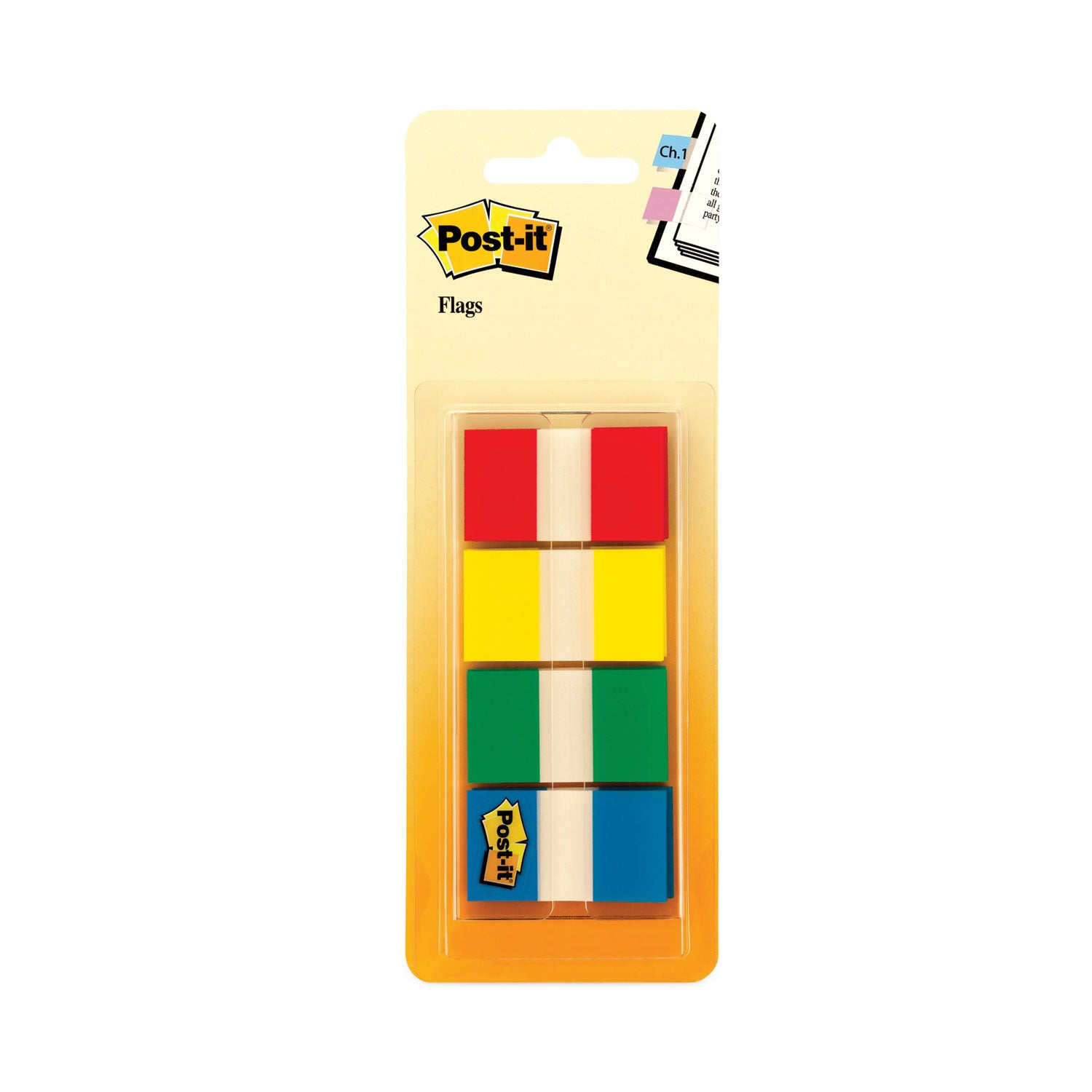 Post-it&reg; Flags - 40 x Red, 40 x Yellow, 40 x Blue, 40 x Green - 1" Flag/Note Width x 1 3/4" Flag/Note Length - Rectangle - Unruled - Red, Yellow, Green, Blue, Assorted - Dispenser Included - 1 Pack