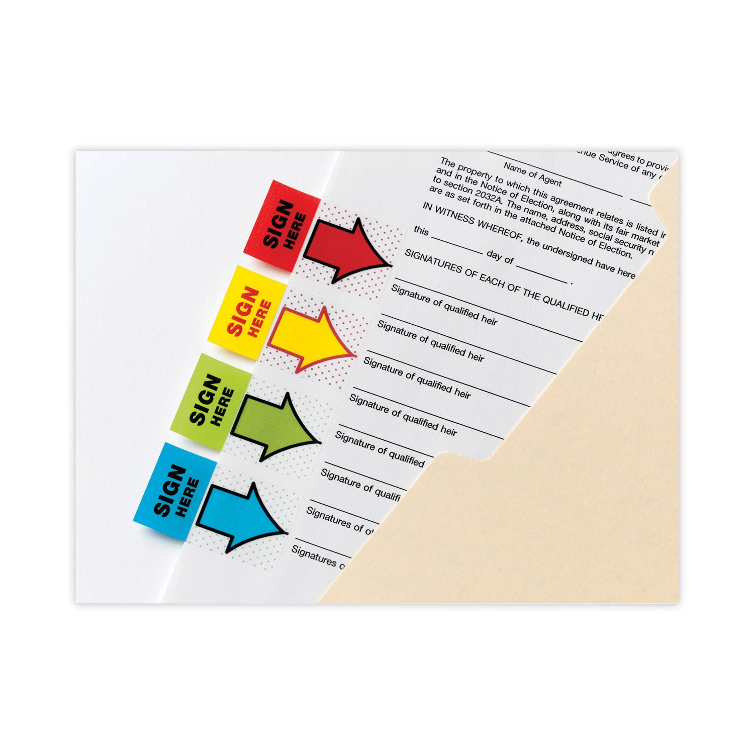Post-it&reg; Message Flags - 100 x Green - 1" Flag/Note Width x 1 3/4" Flag/Note Length - Arrow, Rectangle - Unruled - Sign & Date - Green - Removable, Self-adhesive - Dispenser Included - 1 Pack