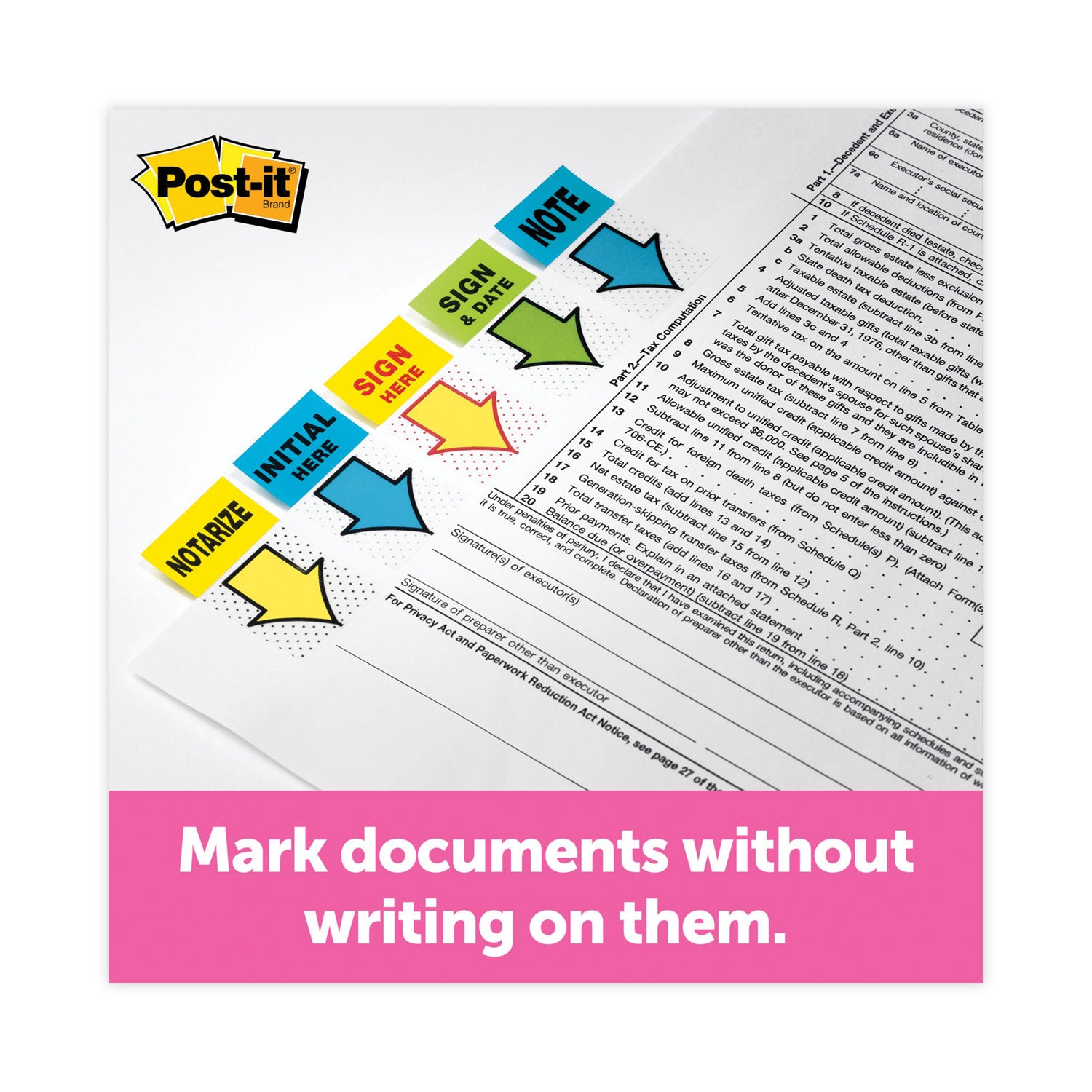 Post-it&reg; Message Flags - 100 x Green - 1" Flag/Note Width x 1 3/4" Flag/Note Length - Arrow, Rectangle - Unruled - Sign & Date - Green - Removable, Self-adhesive - Dispenser Included - 1 Pack
