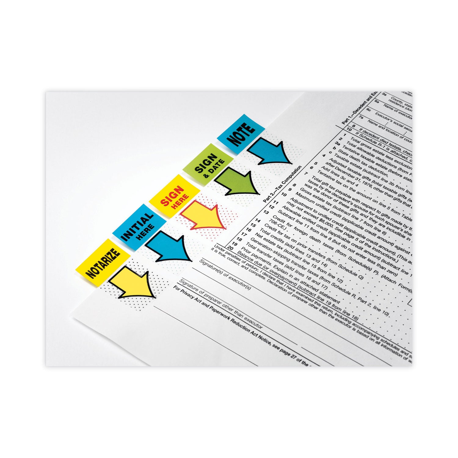 Post-it&reg; Message Flags - 100 x Yellow - 1" Flag/Note Width x 1 3/4" Flag/Note Length - Arrow, Rectangle - Unruled - SIGN HERE - Yellow - Removable, Self-adhesive - Dispenser Included - 1 Pack