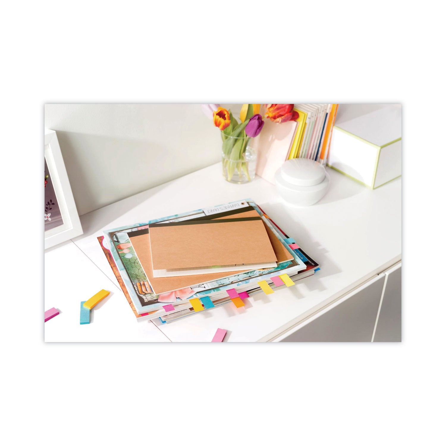 Post-it&reg; Flags - 100 - 1" Flag/Note Width x 1 3/4" Flag/Note Length - Rectangle - Unruled - White - Removable, Self-adhesive - Dispenser Included - 1 Pack