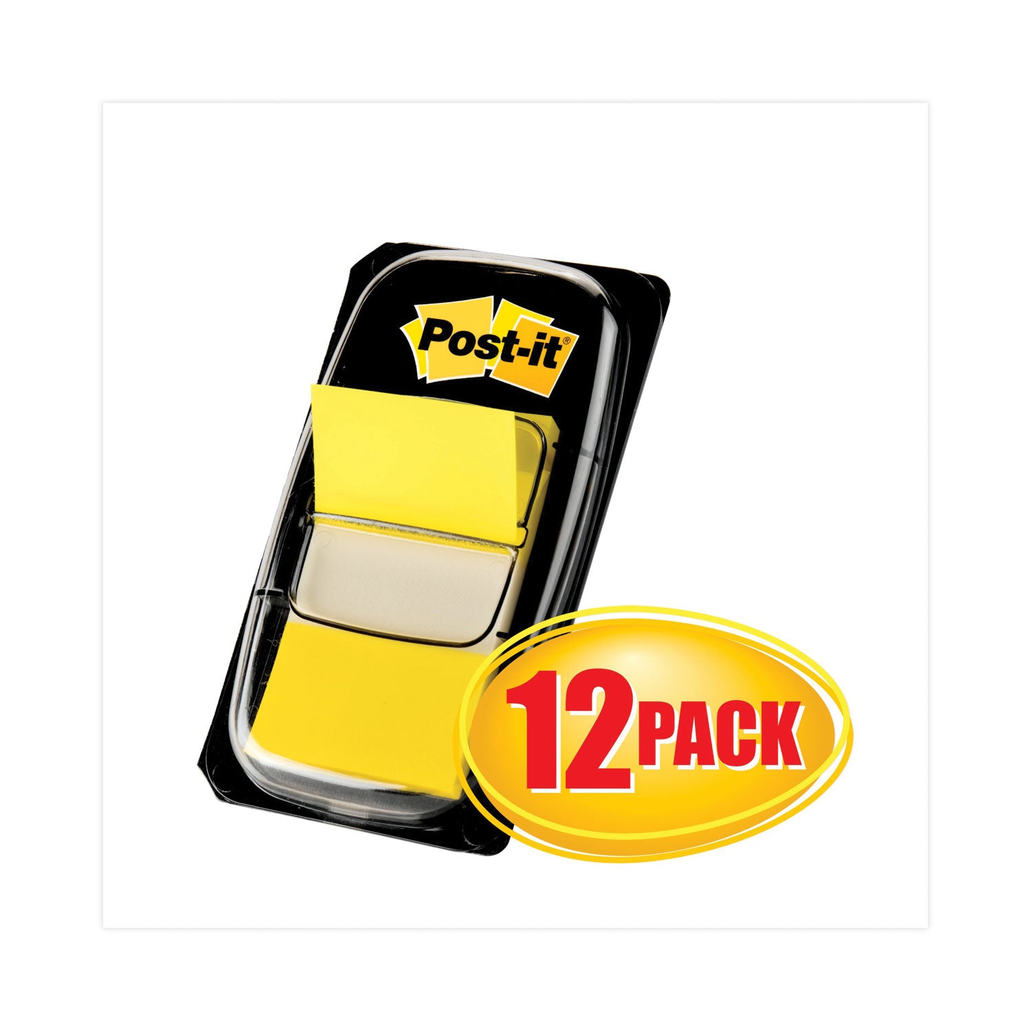 600 x Yellow - 1" Flag/Note Width x 1 3/4" Flag/Note Length - Rectangle - Unruled - Yellow - Removable, Writable, Repositionable - Dispenser Included - 50/Dispenser Box - 12 / Box