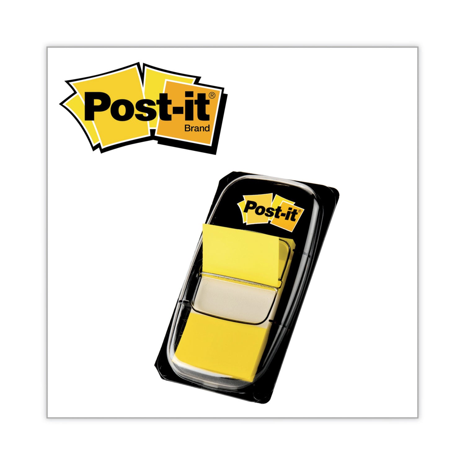 600 x Yellow - 1" Flag/Note Width x 1 3/4" Flag/Note Length - Rectangle - Unruled - Yellow - Removable, Writable, Repositionable - Dispenser Included - 50/Dispenser Box - 12 / Box