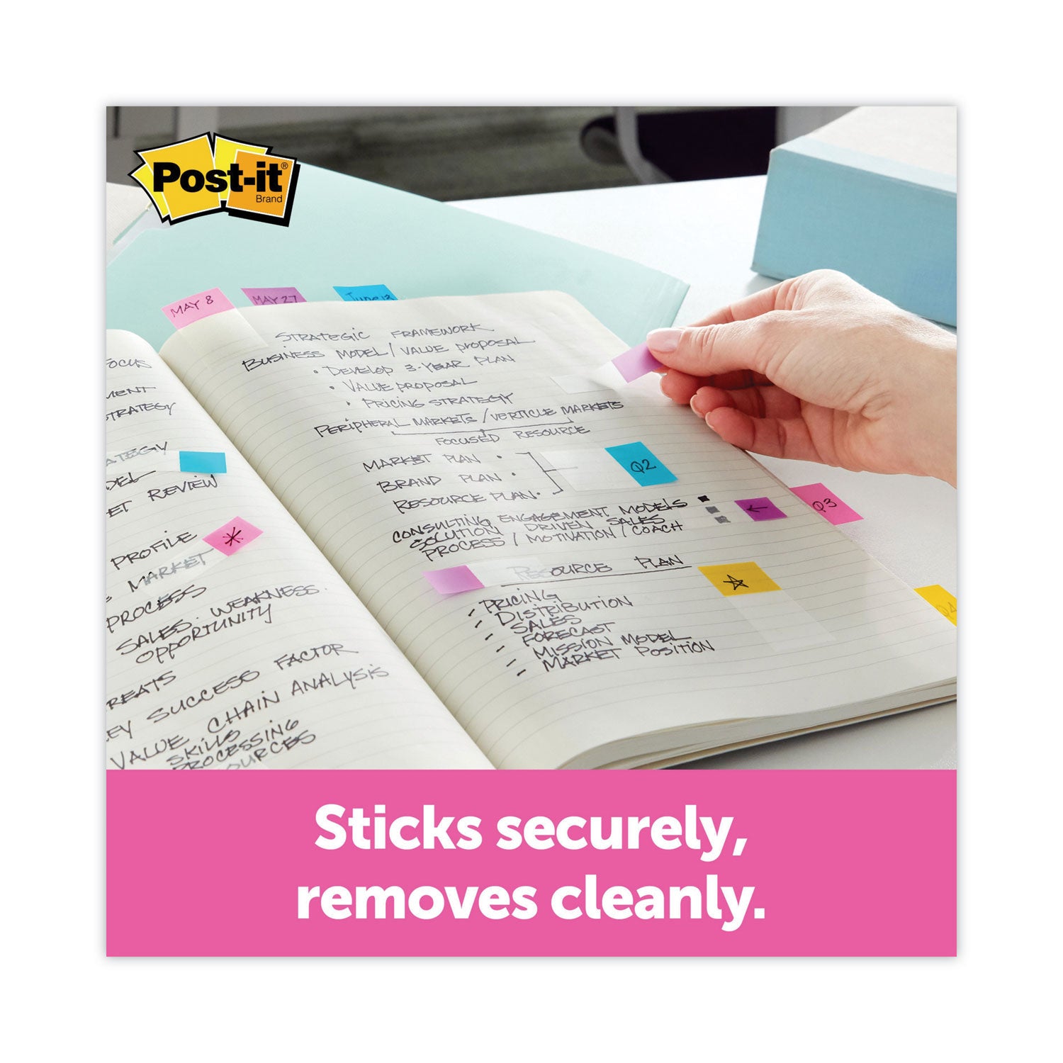 328 - 1/2" Flag/Note Width - Rectangle, Arrow - Unruled - Red, Blue, Yellow, Green, Purple, Pink, Blue, Red, Yellow - Removable, Self-adhesive - Dispenser Included - 280 / Pack