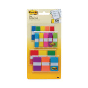 320 x Assorted - 1/2" Flag/Note Width, 1" Flag/Note Width - Blue, Green, Yellow, Orange, Red, Pink, Purple - Self-adhesive, Repositionable - Dispenser Included - 320 / Pack