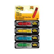Post-it Message Flags, SIGN HERE, 1/2" x 1 3/4", Rectangle/Arrow, 30 Yellow, 30 Blue, 30 Red, 30 Green, Removable, Self-adhesive, Dispenser Included, 120 Flags per Pack