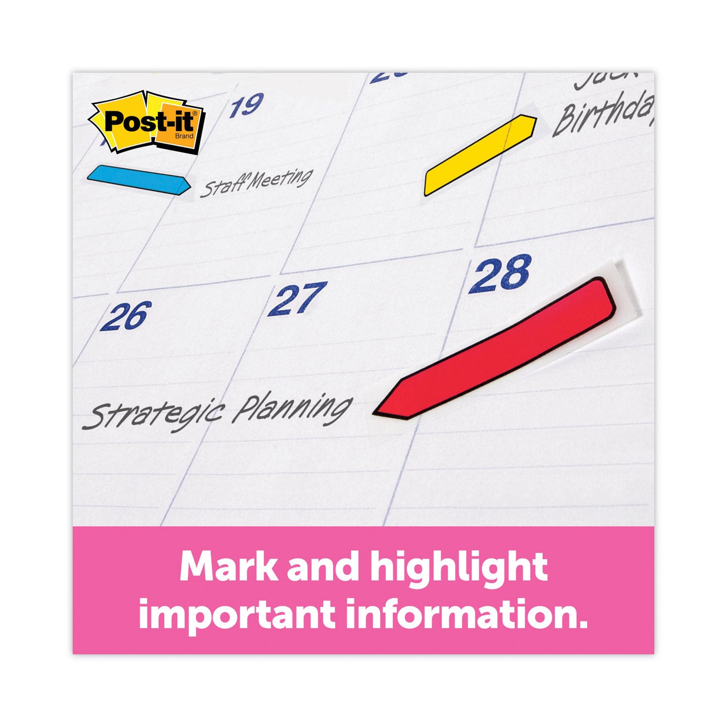 Post-it&reg; Arrow Flags - 1/2" Flag/Note Width - Arrow - Blank and SIGN HERE - Green, Yellow, Blue, Red, Pink - Removable, Self-adhesive, Repositionable - Dispenser Included - 252 / Pack