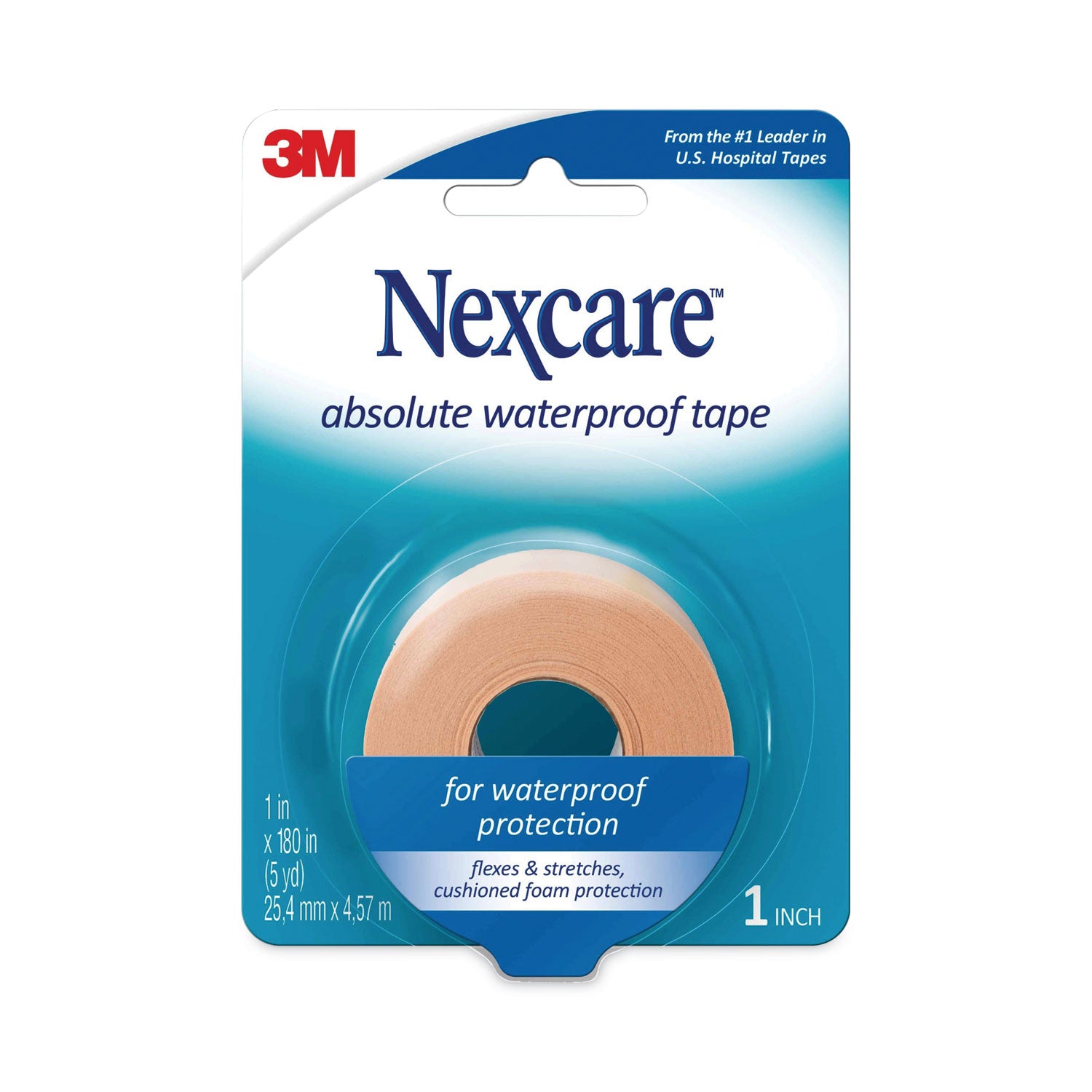 15 ft Length x 1" Width - Aqua - Foam - Dispenser Included - Water Proof - For First Aid - 1 Each