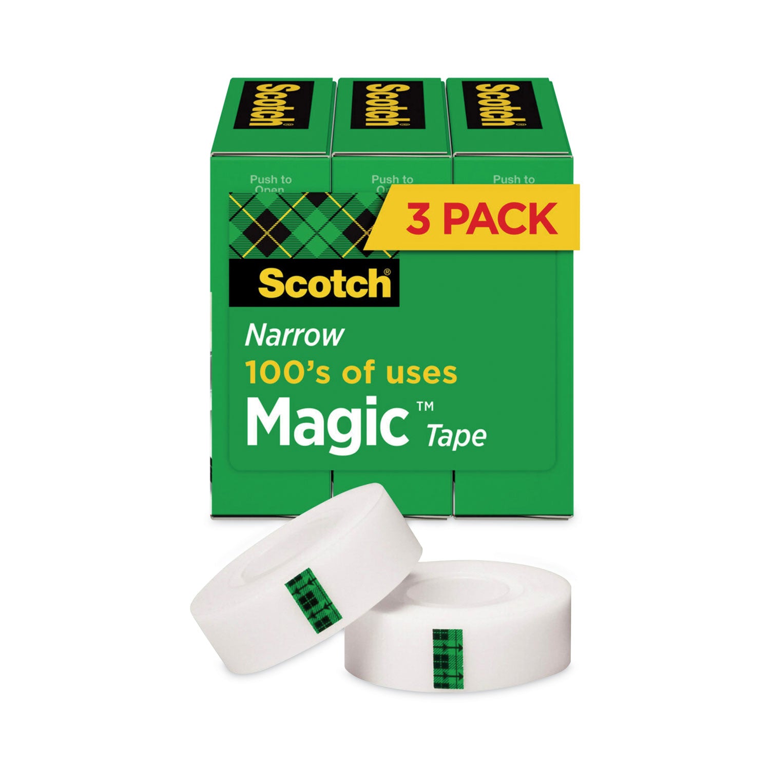 Scotch 1/2"W Magic Tape - 36 yd Length x 0.50" Width - 1" Core - Matte - Clear - For Mending, Splicing - 1 Pack