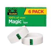 Scotch 3/4"W Magic Tape - 27.78 yd Length x 0.75" Width - 1" Core - Transparent - Yellowing Resistant - For Office, Home, School, Mending - 1 Pack