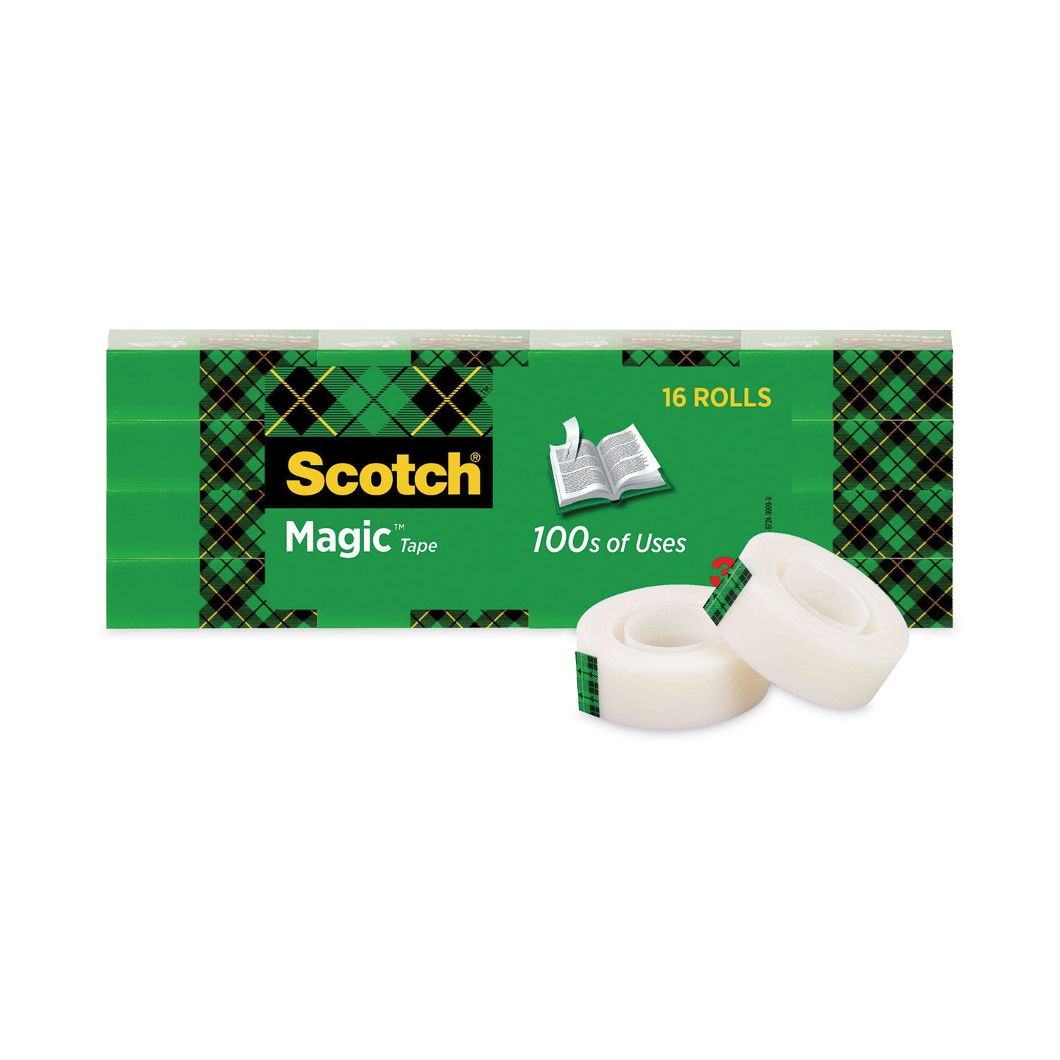 Scotch 3/4"W Magic Tape - 27.78 yd Length x 0.75" Width - 1" Core - Matte - Clear - Split Resistant, Tear Resistant - For Document, Book, Patching, Mending, Splicing - 16 / Pack