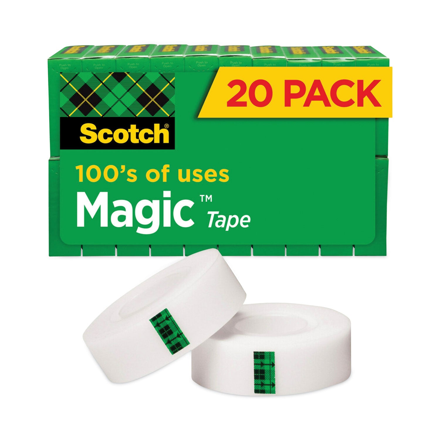 Scotch 3/4"W Magic Tape - 27.78 yd Length x 0.75" Width - 1" Core - Matte - Clear - Yellowing Resistant, Split Resistant, Tear Resistant - For Mending, Home, Office - 20 / Pack