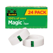 Scotch 3/4"W Magic Tape - 27.78 yd Length x 0.75" Width - 1" Core - Matte - Clear - Split Resistant, Tear Resistant - For Mending, Splicing - 1 Pack