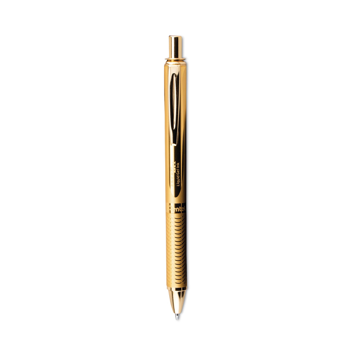 0.7 mm Medium Pen Point - Refillable - Retractable - Black Ink - Liquid Gel Ink - Gold Aluminum Alloy Barrel - Metal Tip - 1 Each