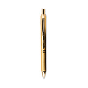0.7 mm Medium Pen Point - Refillable - Retractable - Black Ink - Liquid Gel Ink - Gold Aluminum Alloy Barrel - Metal Tip - 1 Each