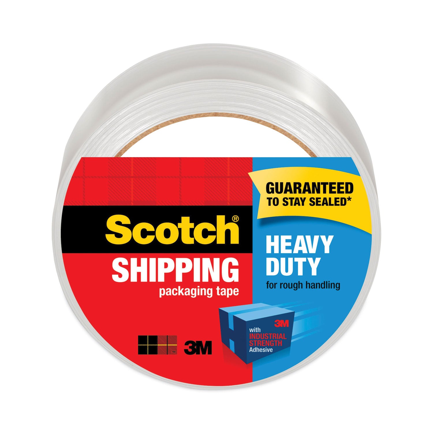Scotch Heavy-Duty Shipping/Packaging Tape, Clear, 1.88" x 54.60 yd x 3.1 mil, 3" Core, Synthetic Rubber Resin, Split/Tear/Breakage Resistant, 1 Roll
