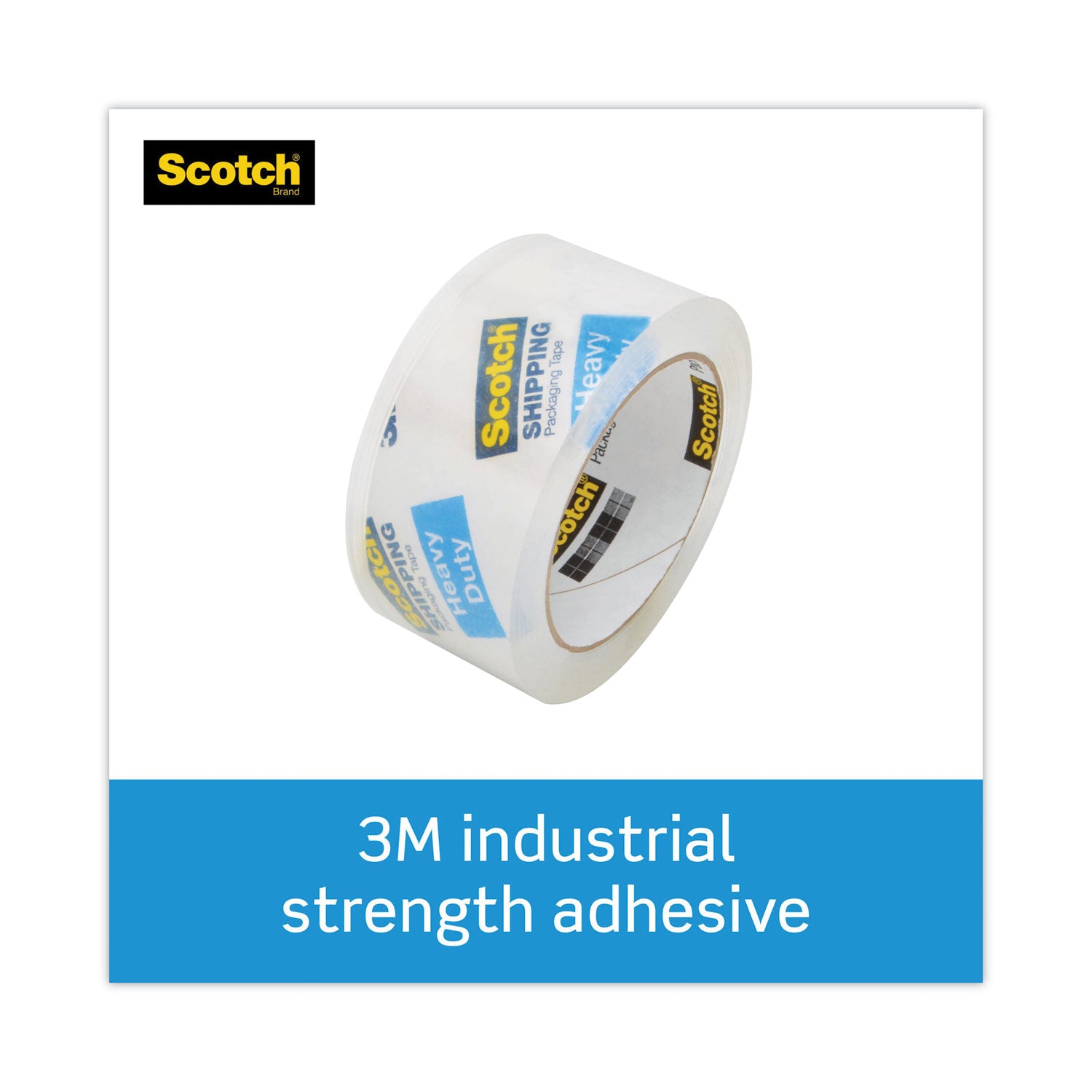 Scotch Heavy-Duty Shipping/Packaging Tape, Clear, 1.88" x 54.60 yd x 3.1 mil, 3" Core, Synthetic Rubber Resin, Split/Tear/Breakage Resistant, 1 Roll