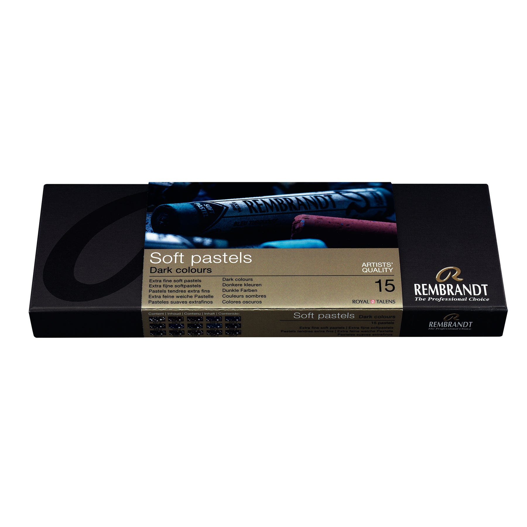 Soft Pastel Cardboard Box Set, Dark Shade Selection, 15 Full Sticks
