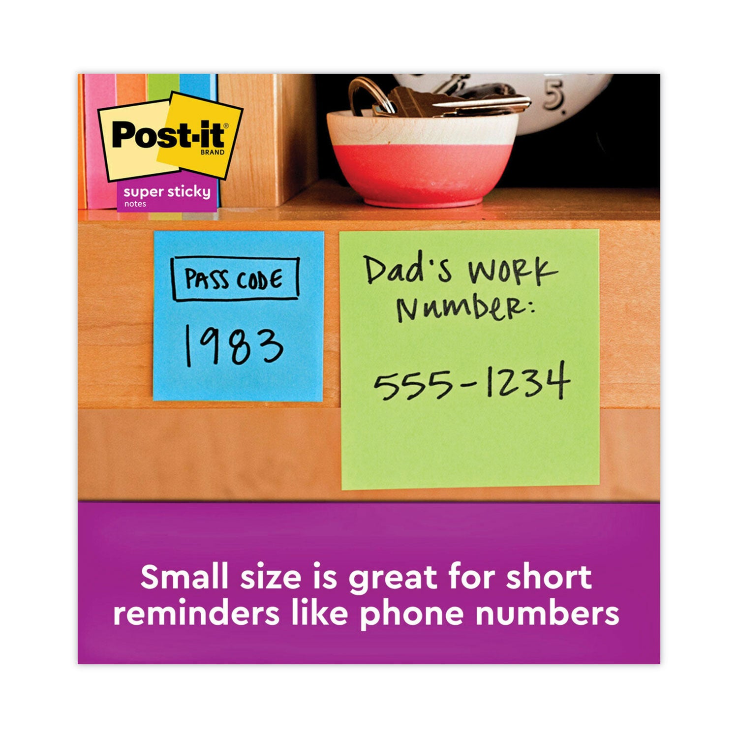 Post-it&reg; Super Sticky Notes - Energy Boost Color Collection - 720 - 2" Flag/Note Width x 2" Flag/Note Length - Square - 90 Sheets per Pad - Unruled - Vital Orange, Tropical Pink, Limeade, Blue Paradise - Paper - Self-adhesive - 1 Pack