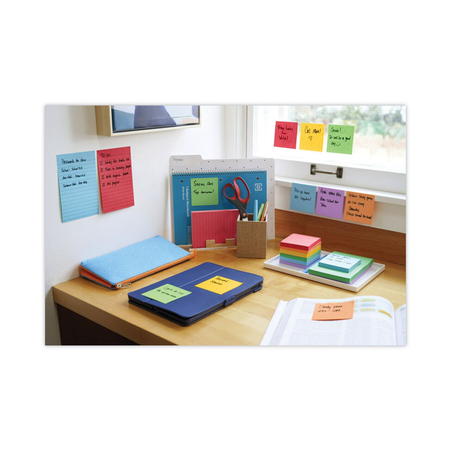 Post-it Super Sticky Notes, Playful Primaries Color Collection, 3" x 3", 90 Sheets per Pad, 5 Pads, Multicolor