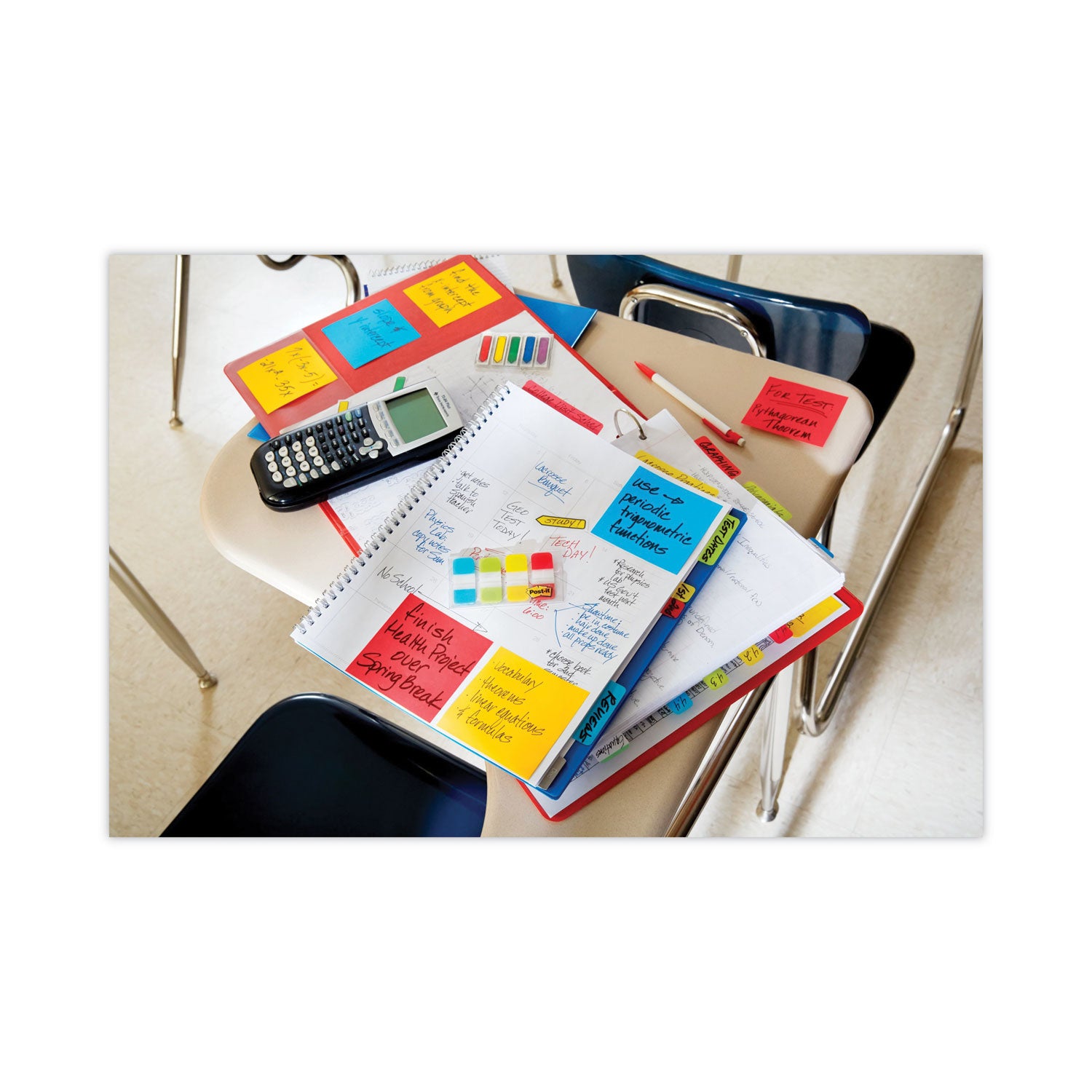 Post-it Super Sticky Notes, Playful Primaries Color Collection, 3" x 3", 90 Sheets per Pad, 5 Pads, Multicolor