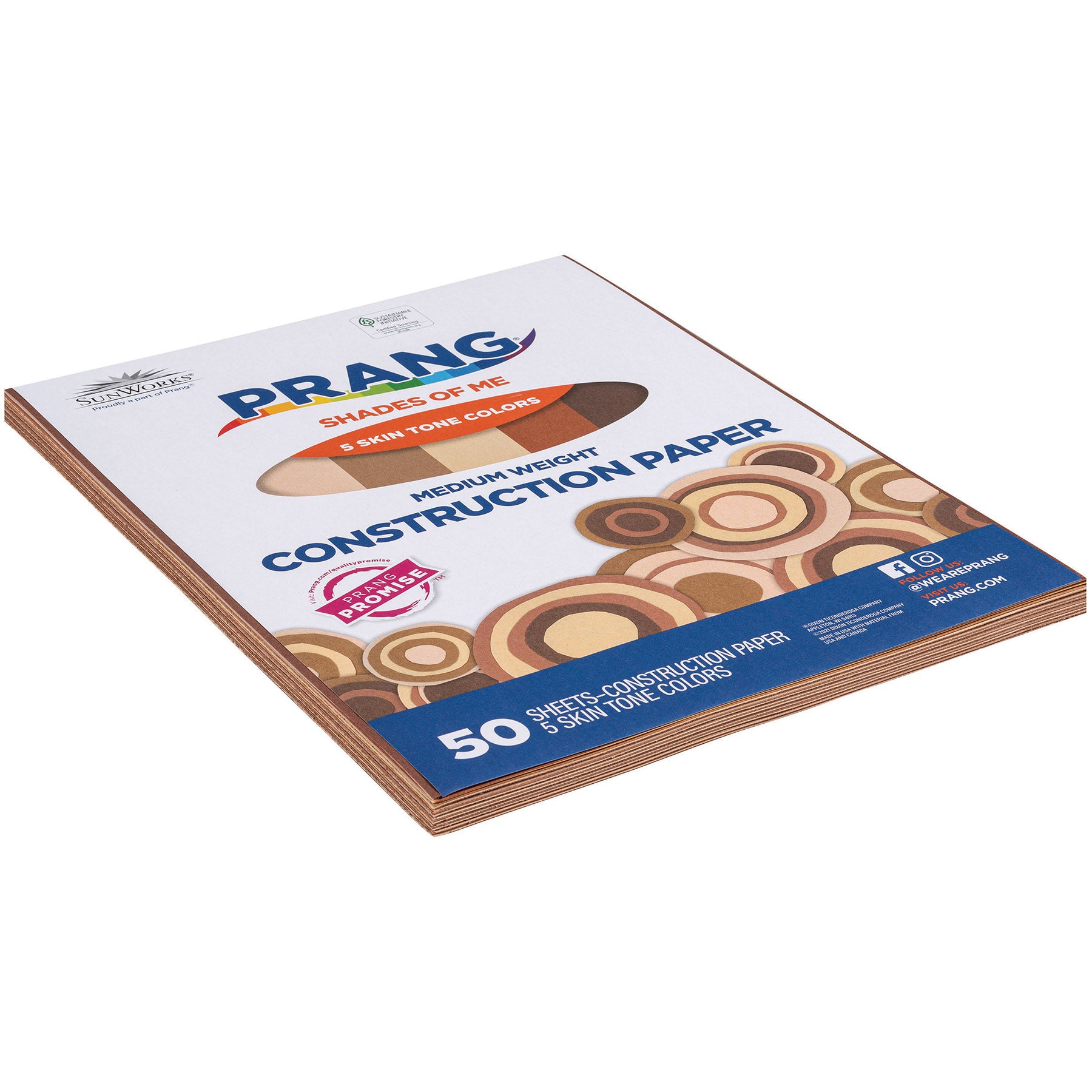 Shades of Me Construction Paper, Medium Weight, 5 Assorted Skin Tone Colors, 9" x 12", 50 Sheets