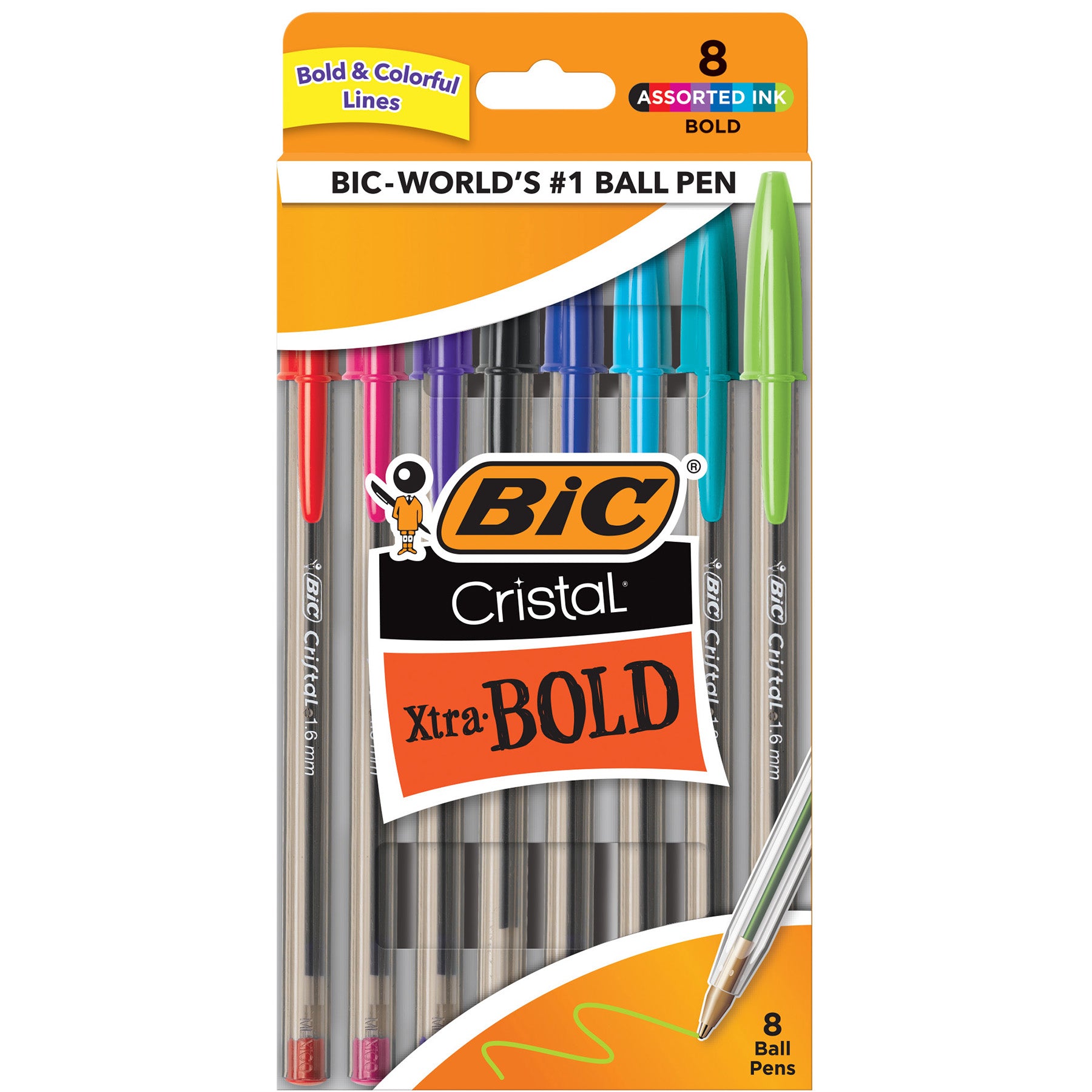 Cristal Xtra Bold Fashion Bold Point (1.6mm) 8-Pack Pouch