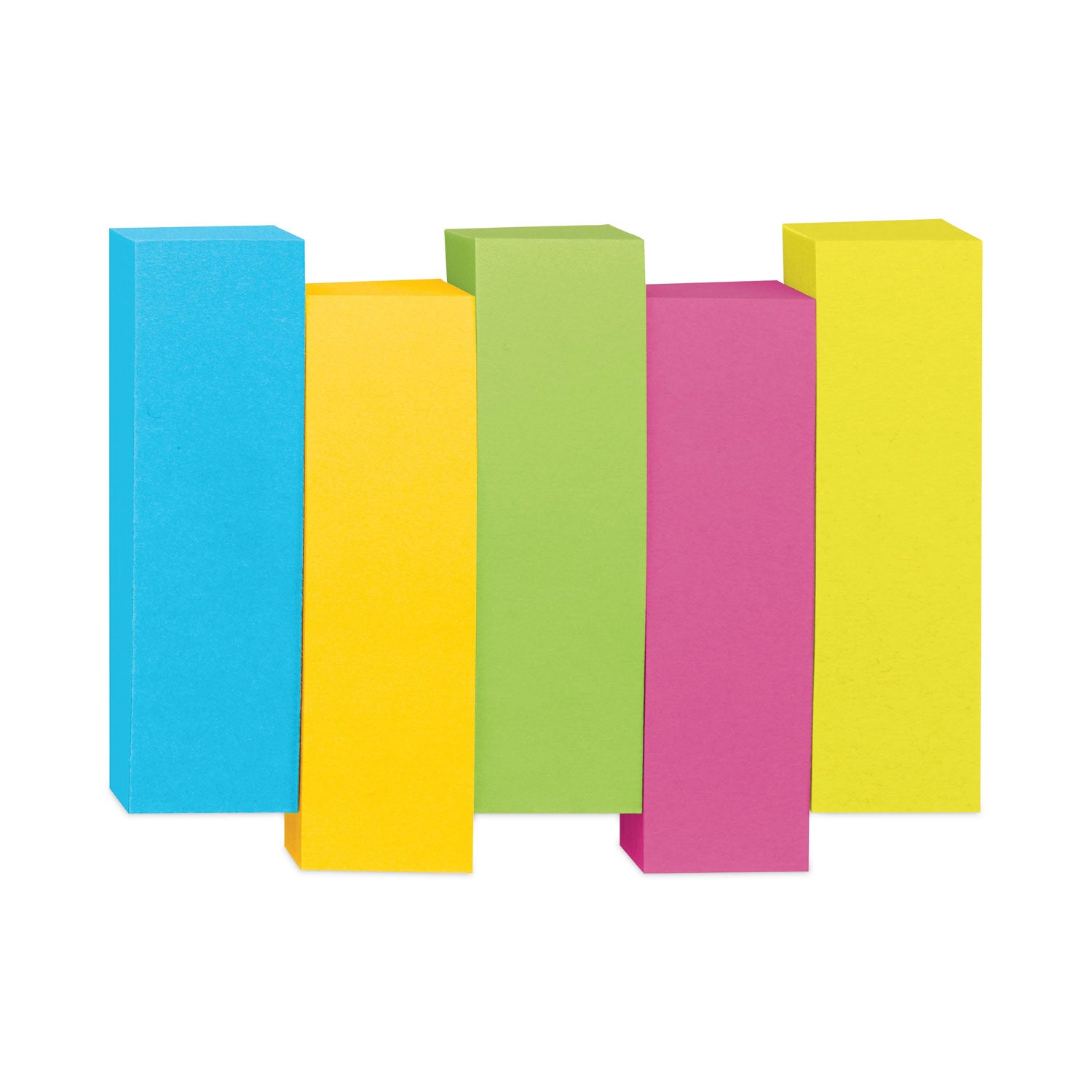 Post-it&reg; Page Markers - 100 - 1/2" Flag/Note Width x 2" Flag/Note Length - Rectangle - Unruled - Electric Blue, Yellow, Aqua Wave, Light Mulberry, Neon Green - Paper - Removable, Self-adhesive - 1 Pack