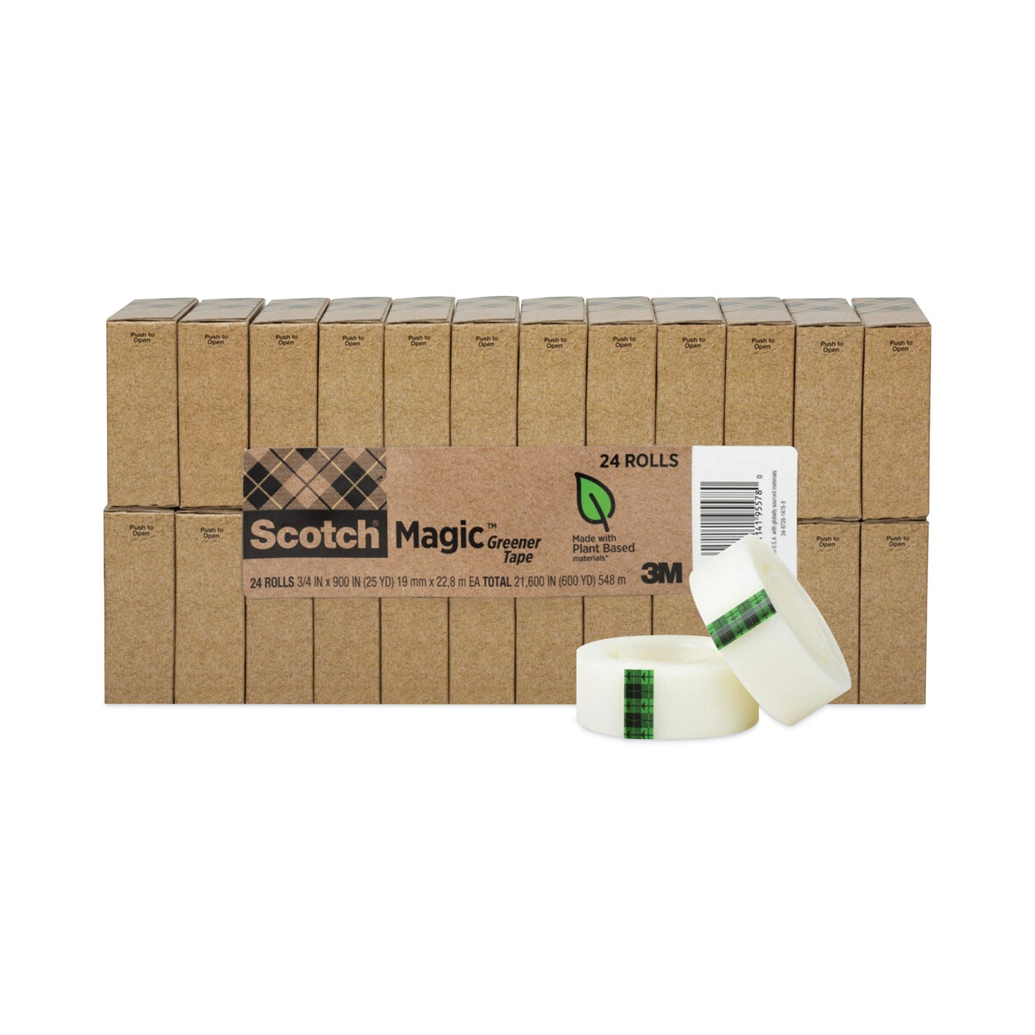 Scotch 3/4"W Magic Greener Tape - 25 yd Length x 0.75" Width - 1" Core - Matte - Clear - Split Resistant, Tear Resistant - For Office - 1 Pack