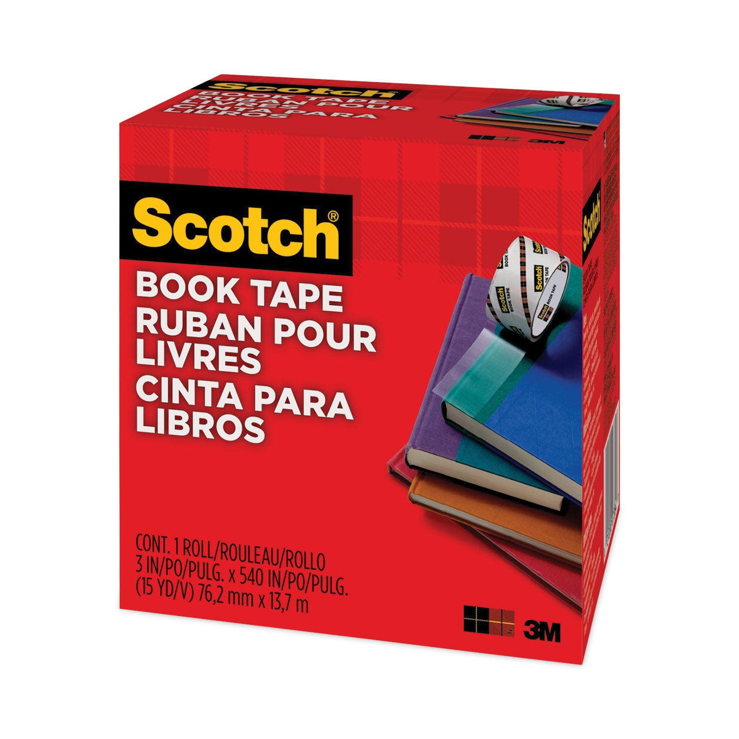 Scotch Book Tape - 15 yd Length x 3" Width - 3" Core - Clear - Acrylic - Crack Resistant - For Repairing, Reinforcing, Protecting, Covering - 1 Roll