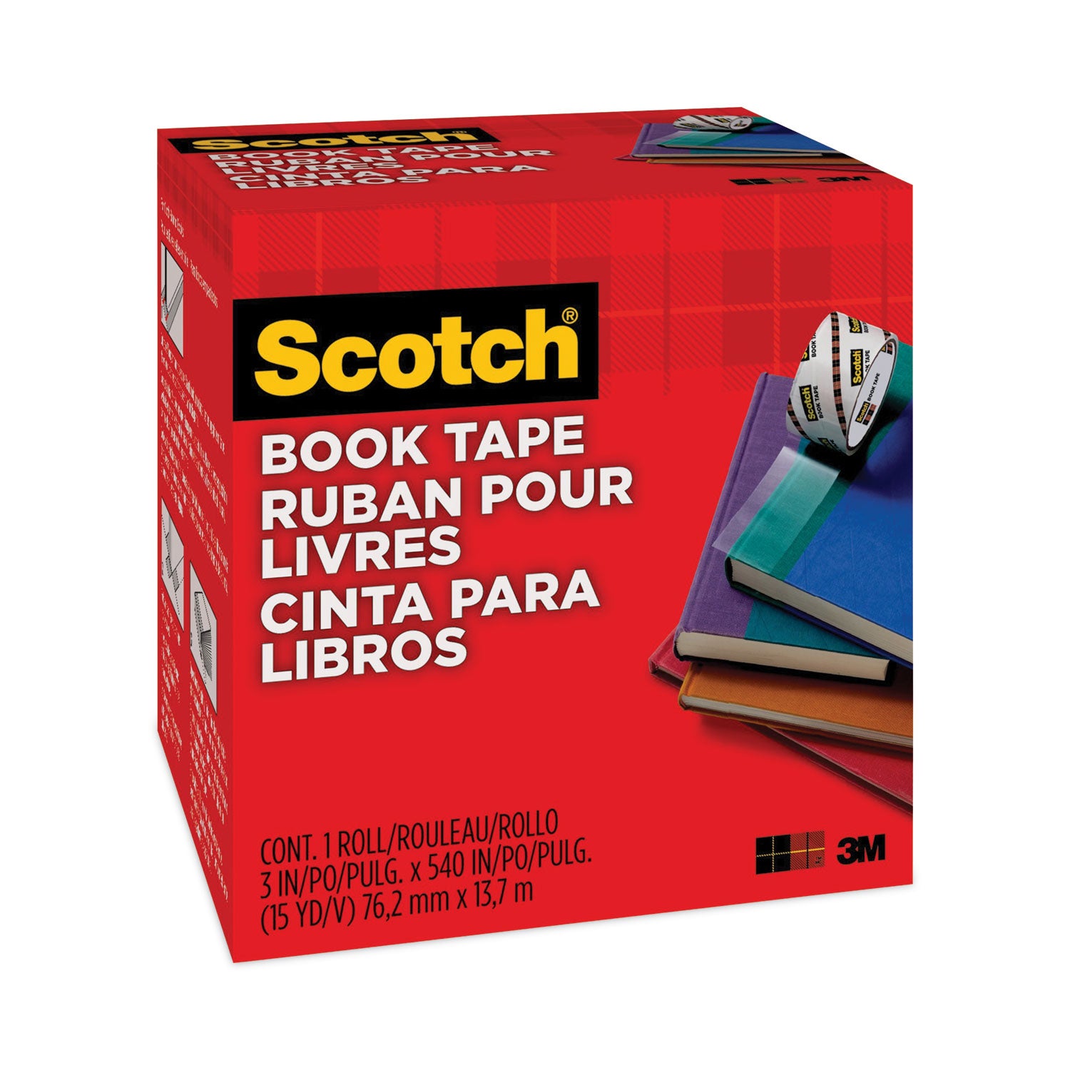 Scotch Book Tape - 15 yd Length x 3" Width - 3" Core - Clear - Acrylic - Crack Resistant - For Repairing, Reinforcing, Protecting, Covering - 1 Roll