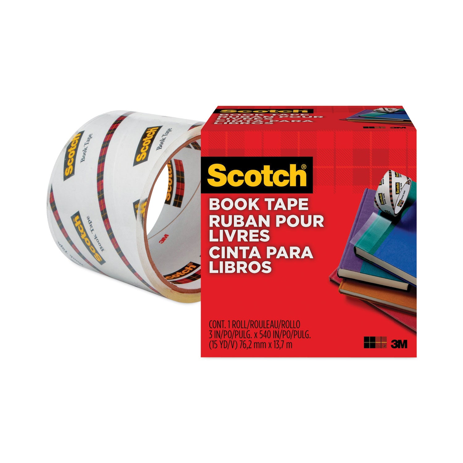Scotch Book Tape - 15 yd Length x 3" Width - 3" Core - Clear - Acrylic - Crack Resistant - For Repairing, Reinforcing, Protecting, Covering - 1 Roll