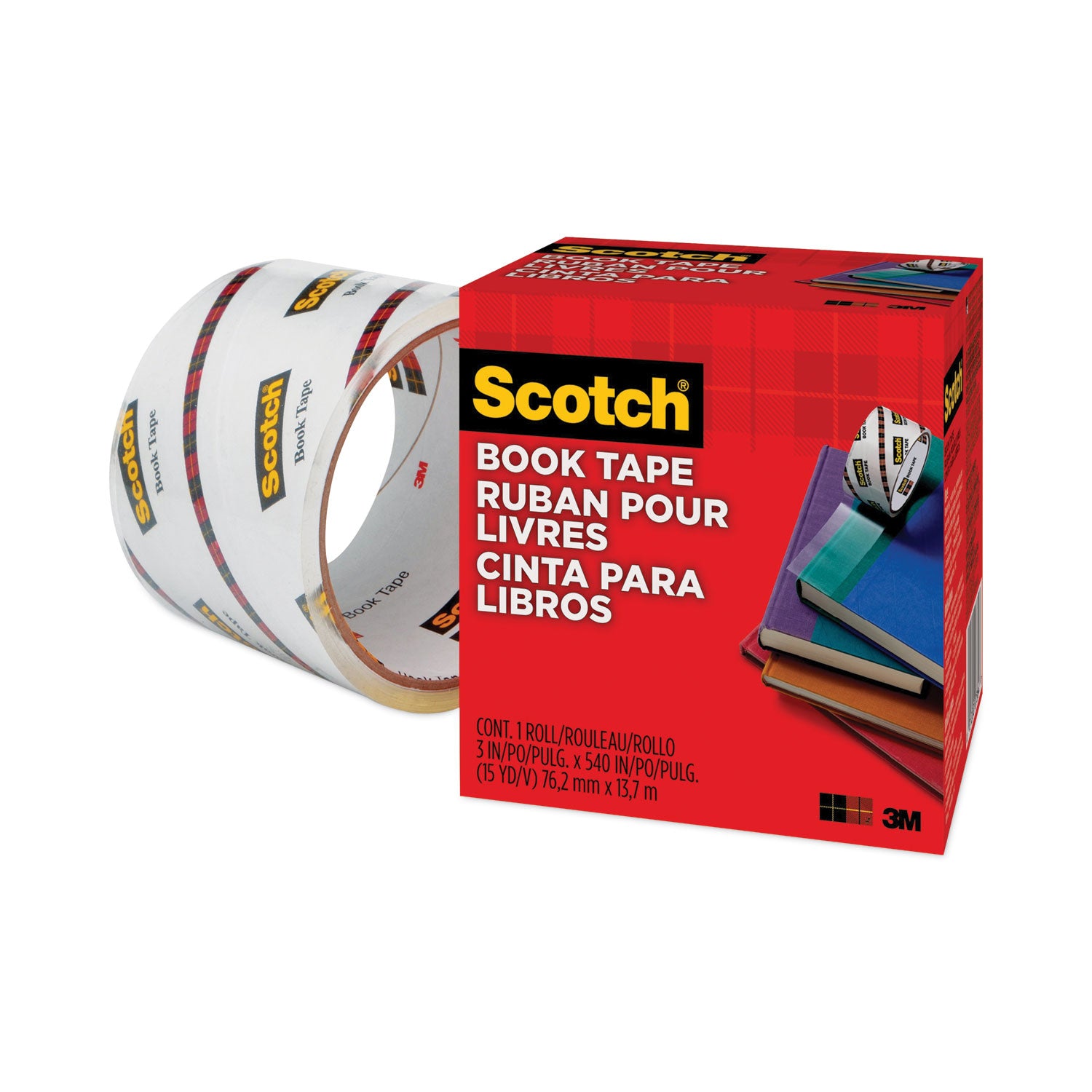 Scotch Book Tape - 15 yd Length x 3" Width - 3" Core - Clear - Acrylic - Crack Resistant - For Repairing, Reinforcing, Protecting, Covering - 1 Roll