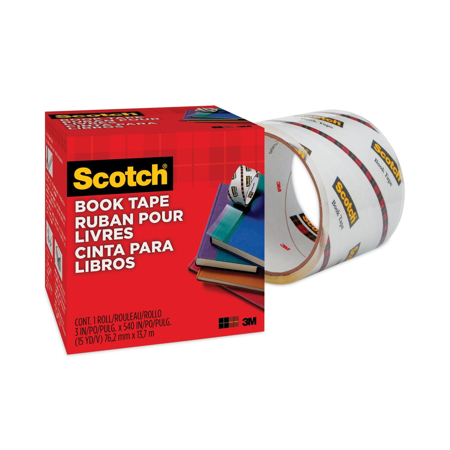 Scotch Book Tape - 15 yd Length x 3" Width - 3" Core - Clear - Acrylic - Crack Resistant - For Repairing, Reinforcing, Protecting, Covering - 1 Roll